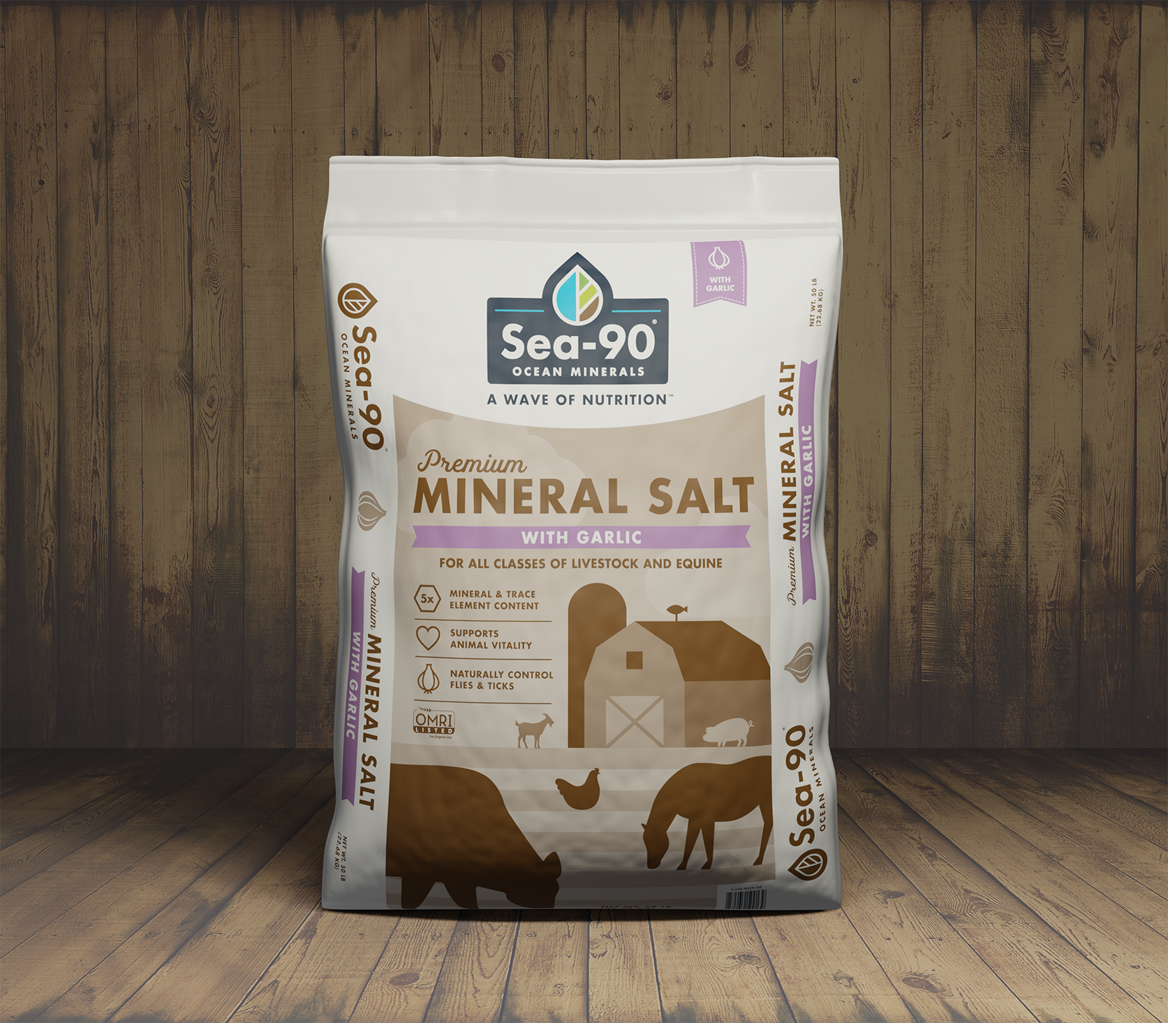 Bag of Sea-90 Premium Mineral Salt Garlic.